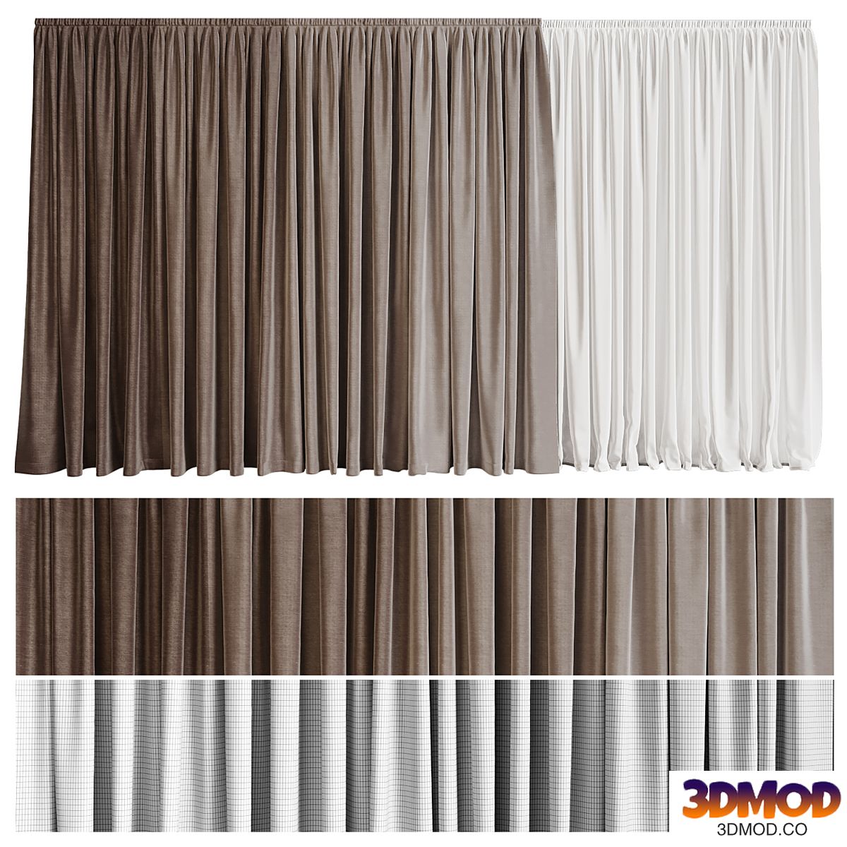Curtain in four shades with tulle