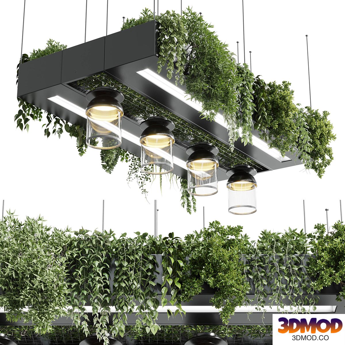 Rectangle pot light pendant - plant light hanging 14
