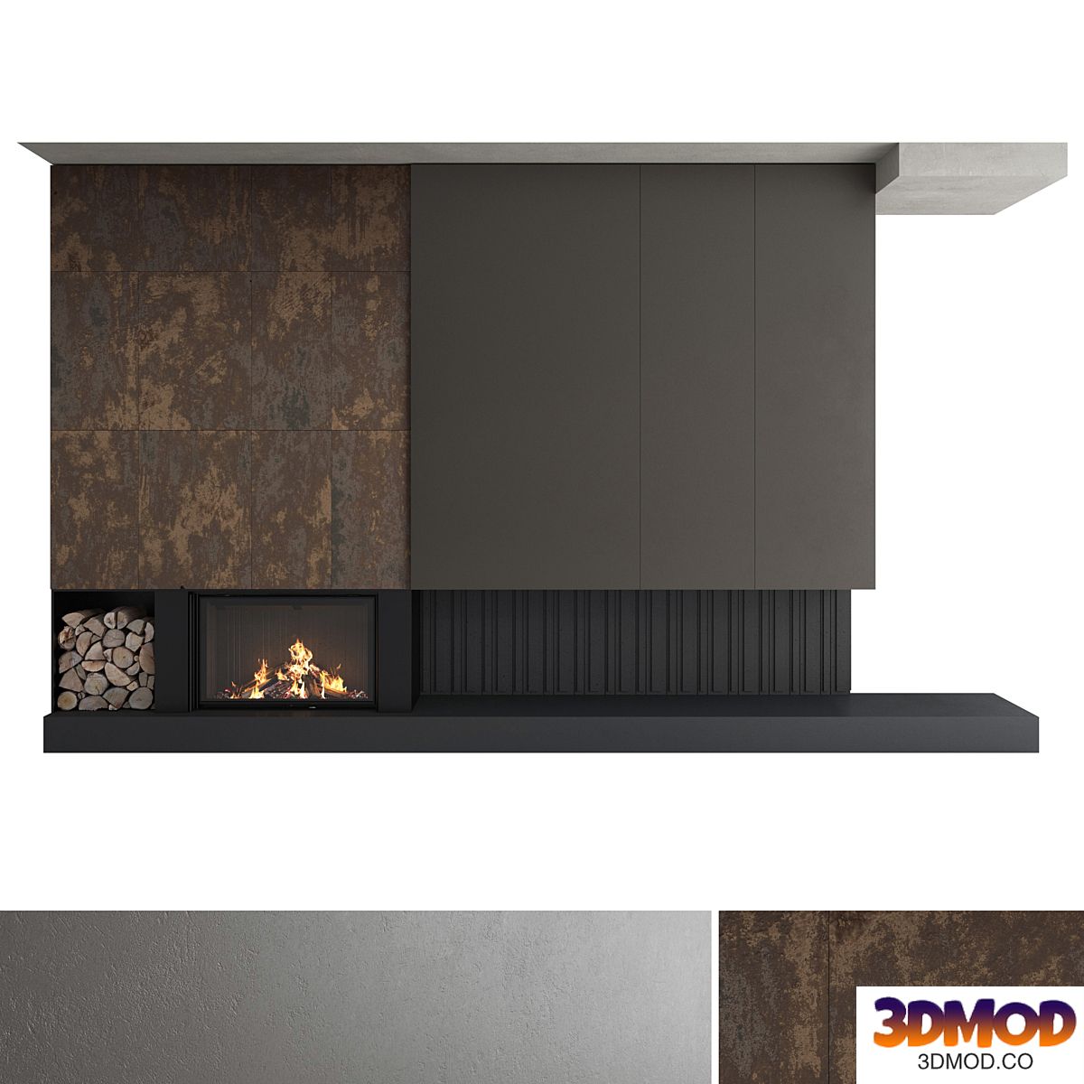 Decorative wall with fireplace set 32