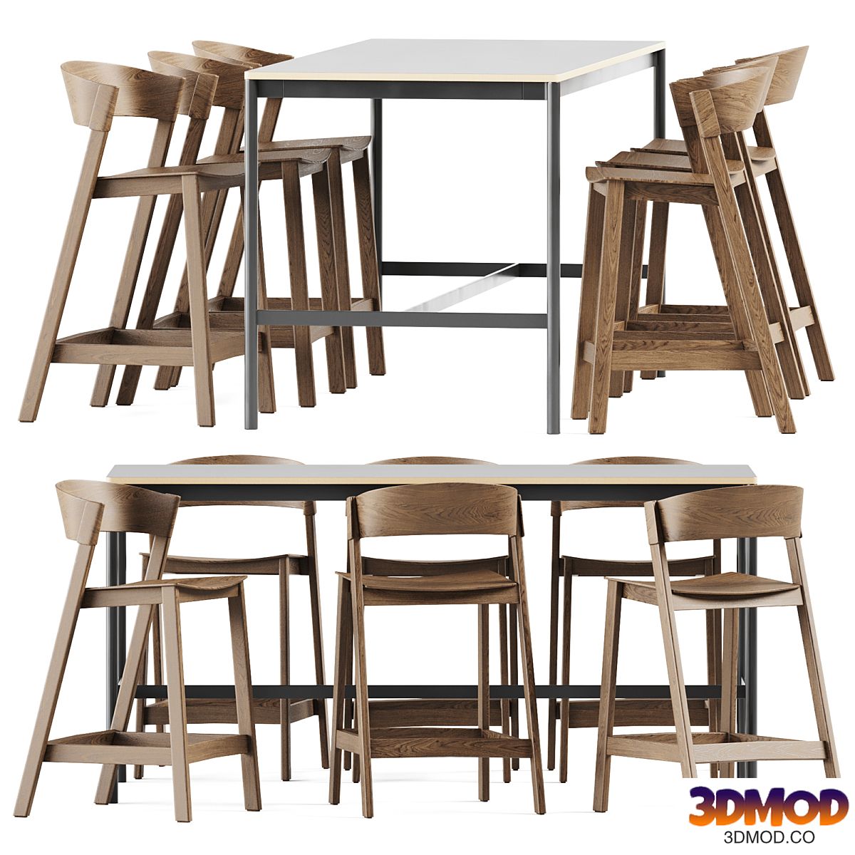 Muuto Base Table High and Muuto Cover Counter Stool