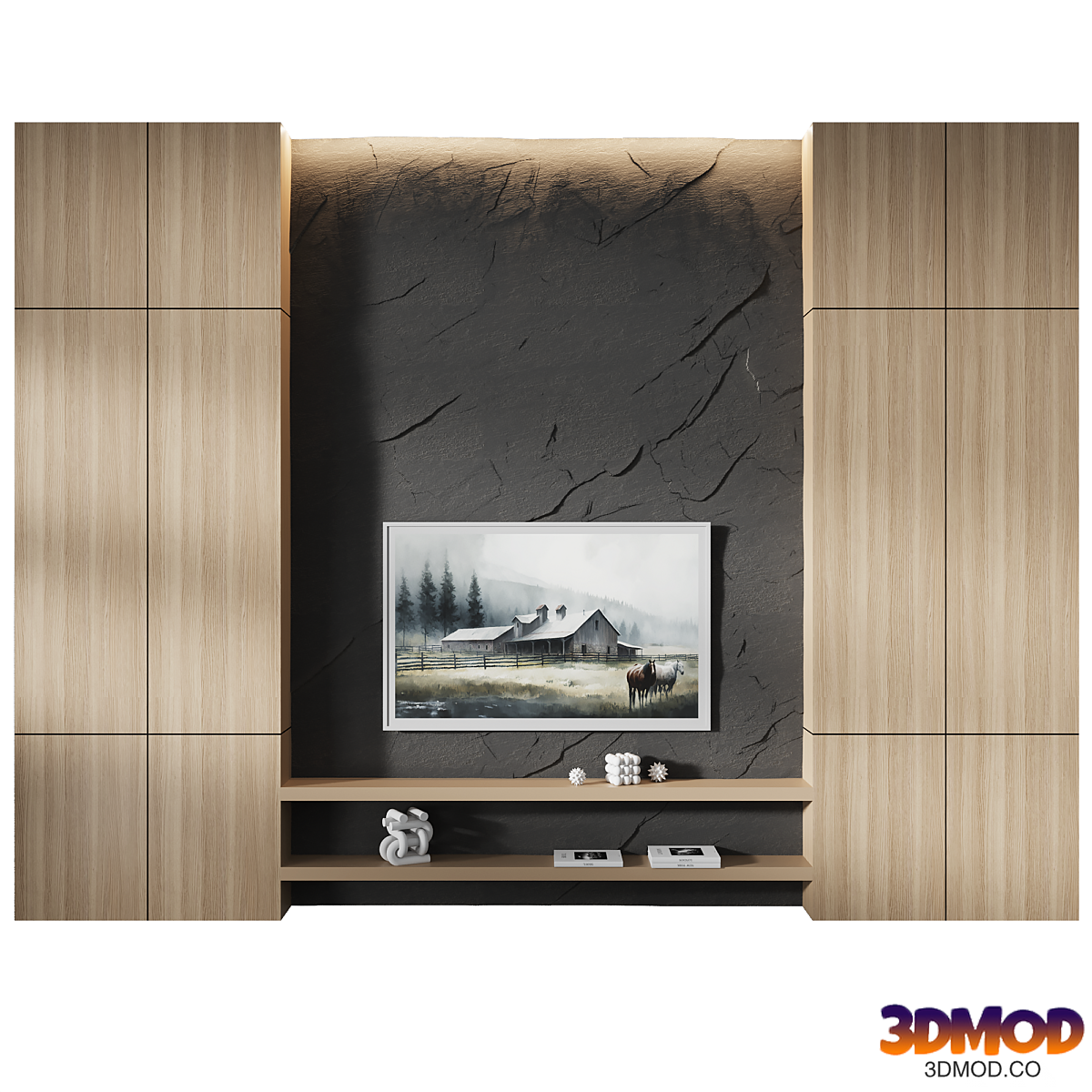 Modern TV Stand, Stone wall panels