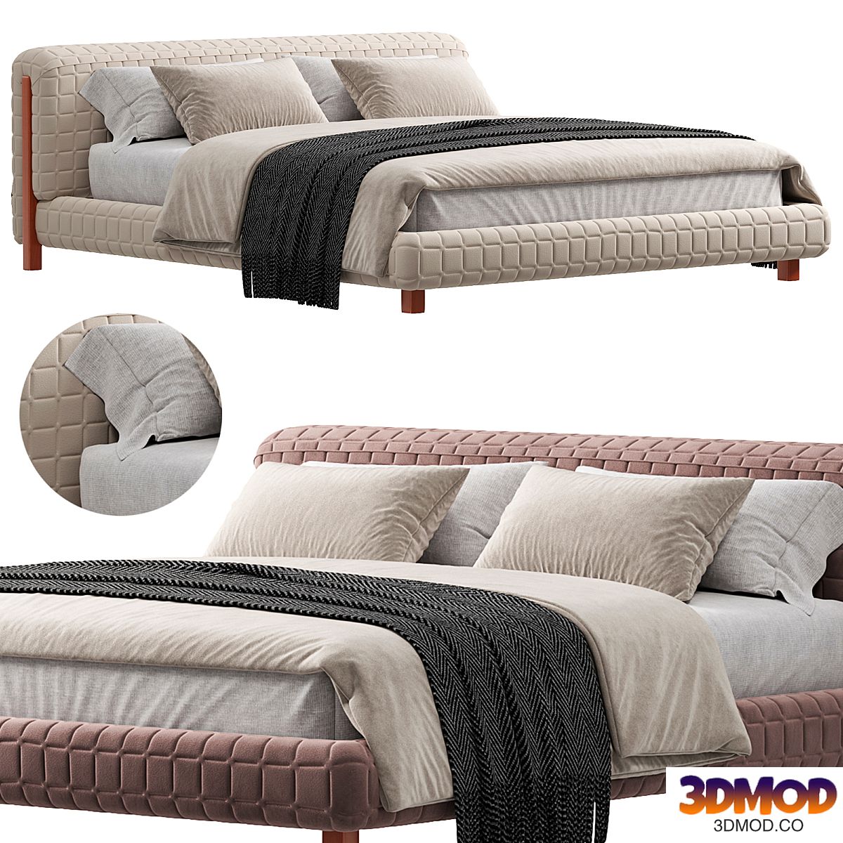 Modern King Upholstered Platform Bed by homary
