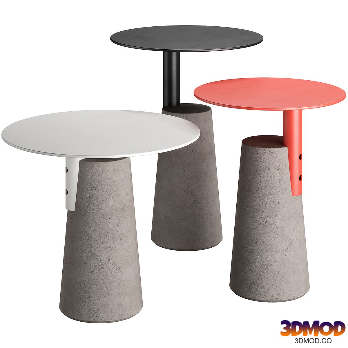 Side Table Bai Made of Concrete and Steel