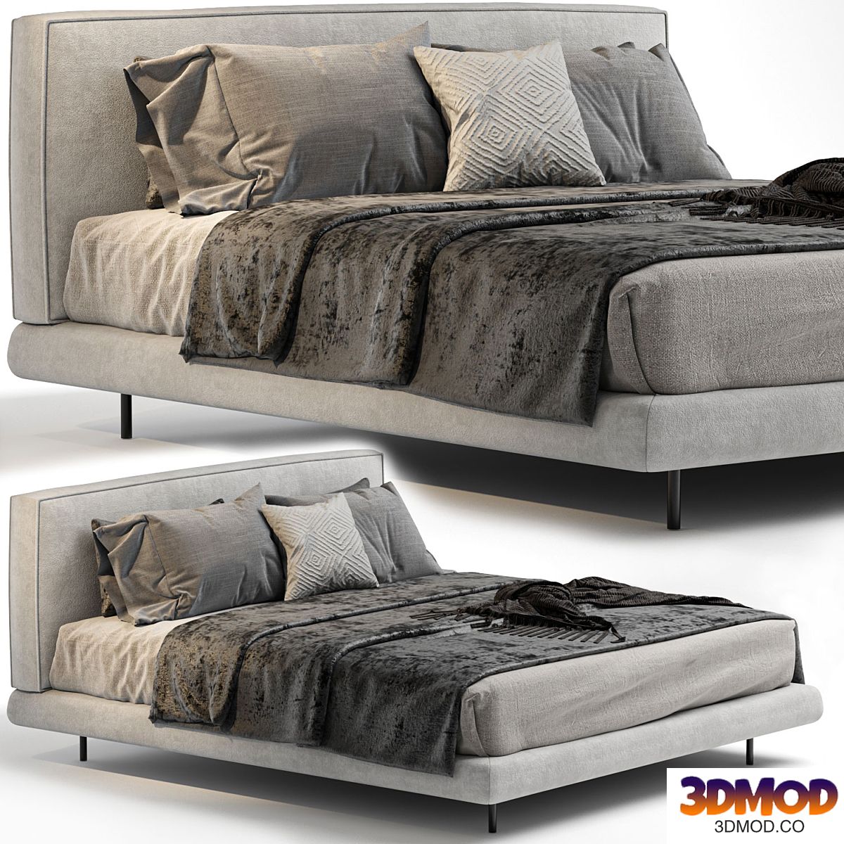 BRASILIA Double bed By Minotti