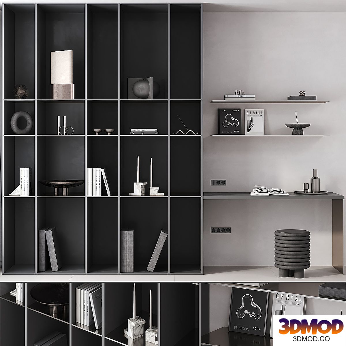 Black Workplace with Bookcase