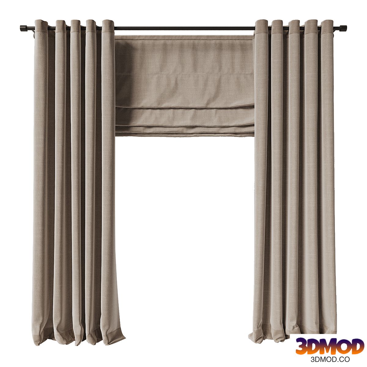 Eyelet curtain with roman shade