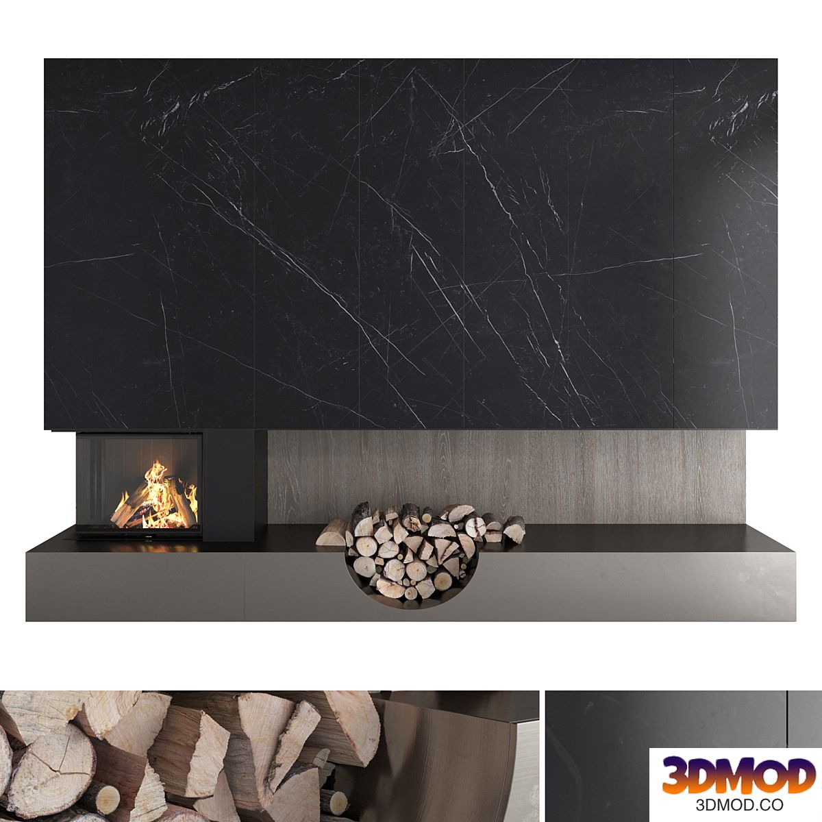 Decorative wall with fireplace set 38
