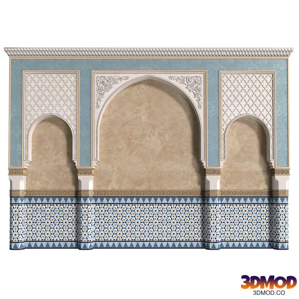 Arch in oriental style. Arab decorative wall. Arabic wall.Oriental Wall paneling