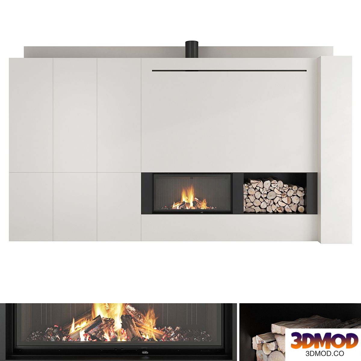 Decorative wall with fireplace set 31