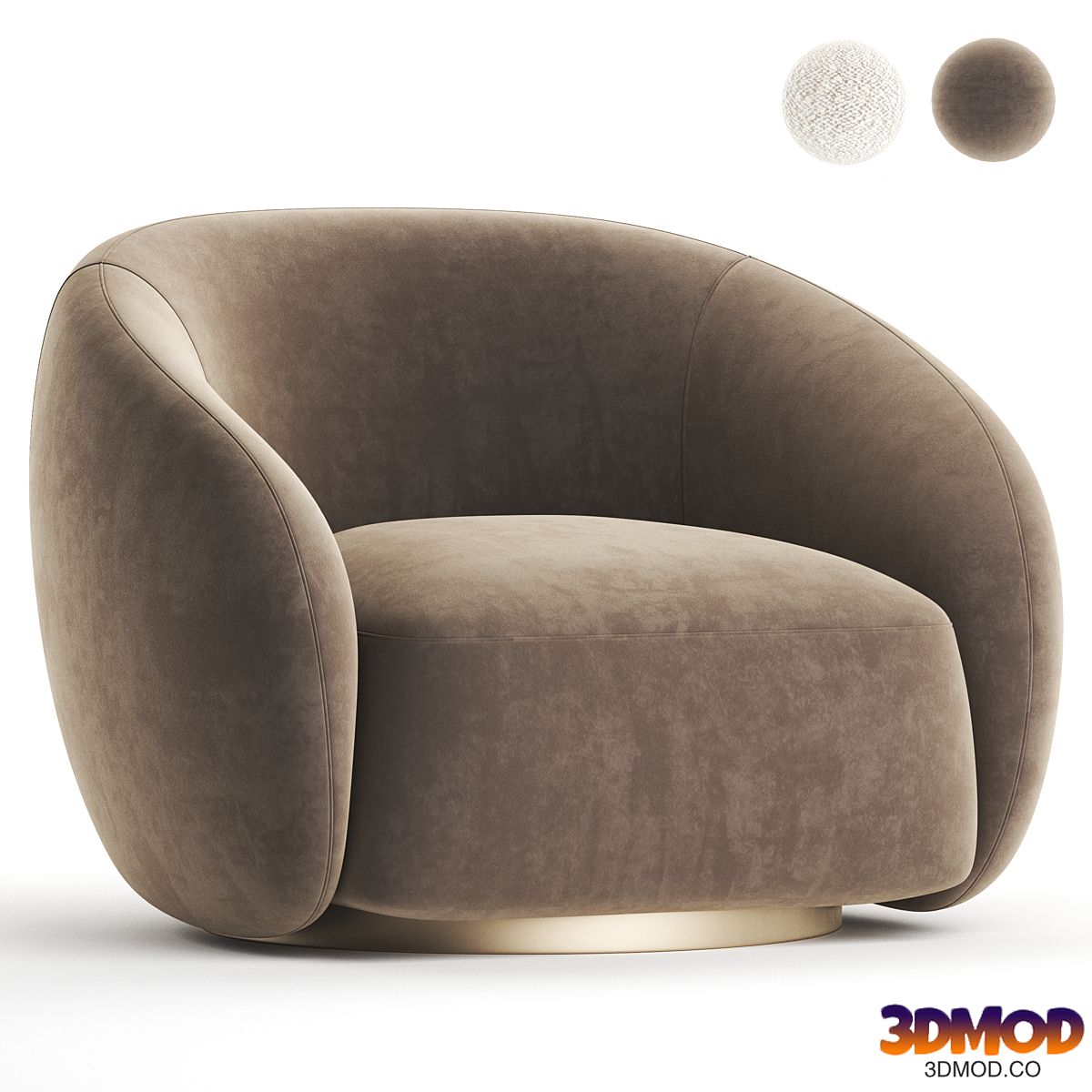 EICHHOLTZ Swivel Armchair BRICE Boucle Cream