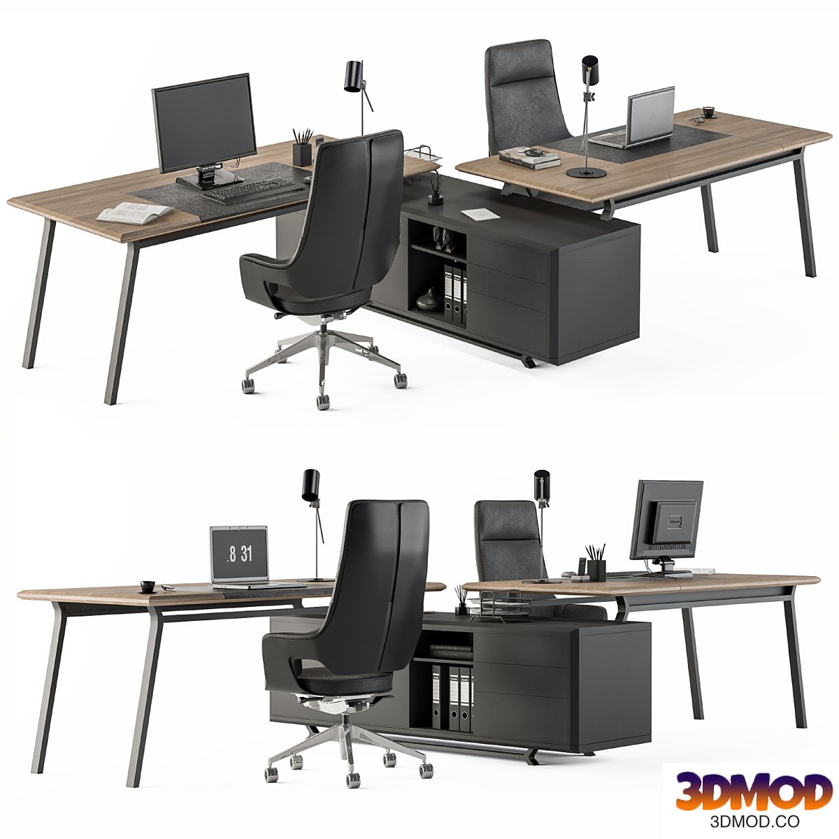 Employee Set Wood and Black - Office Furniture 270