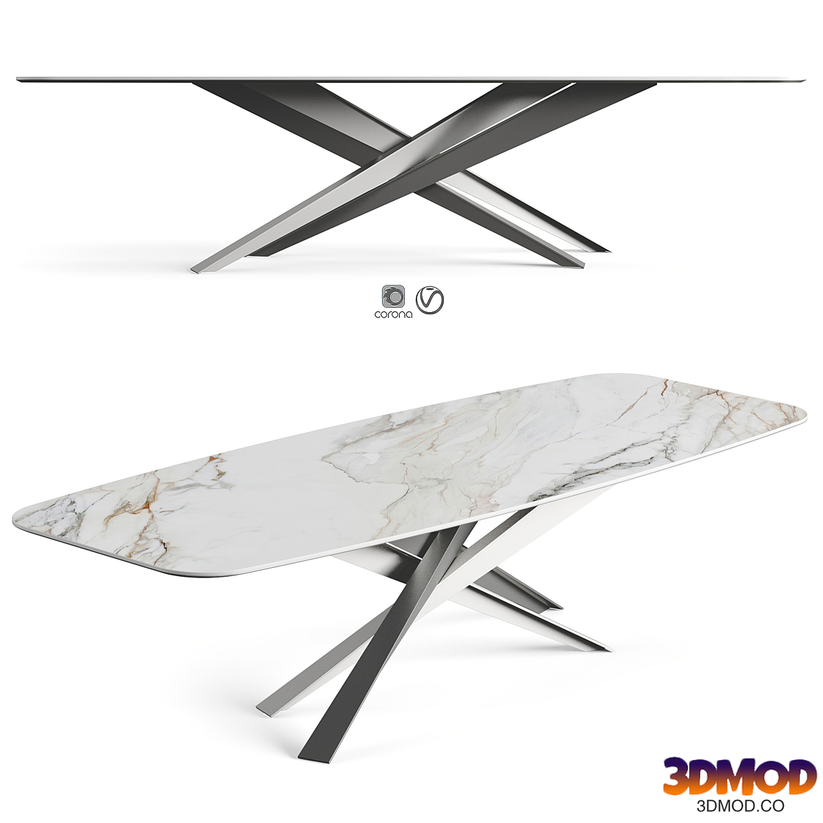 Cattelan Lancer Ceramic Moonglass Dinner Table