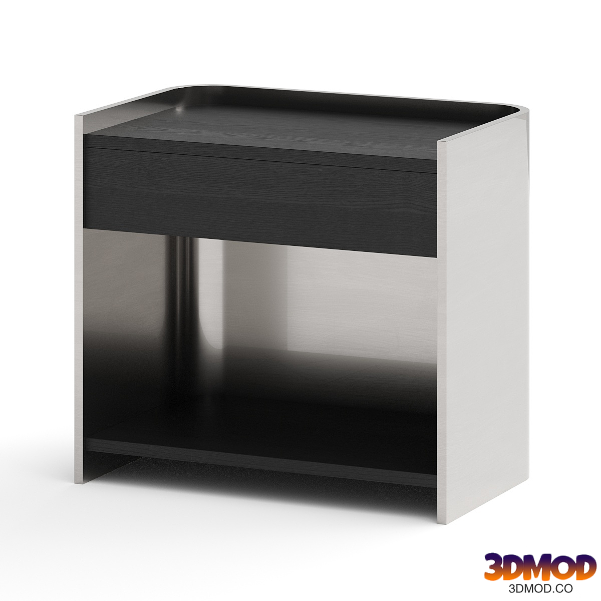 CB2 Vestry Black Wood and Metal Nightstand Badside Table