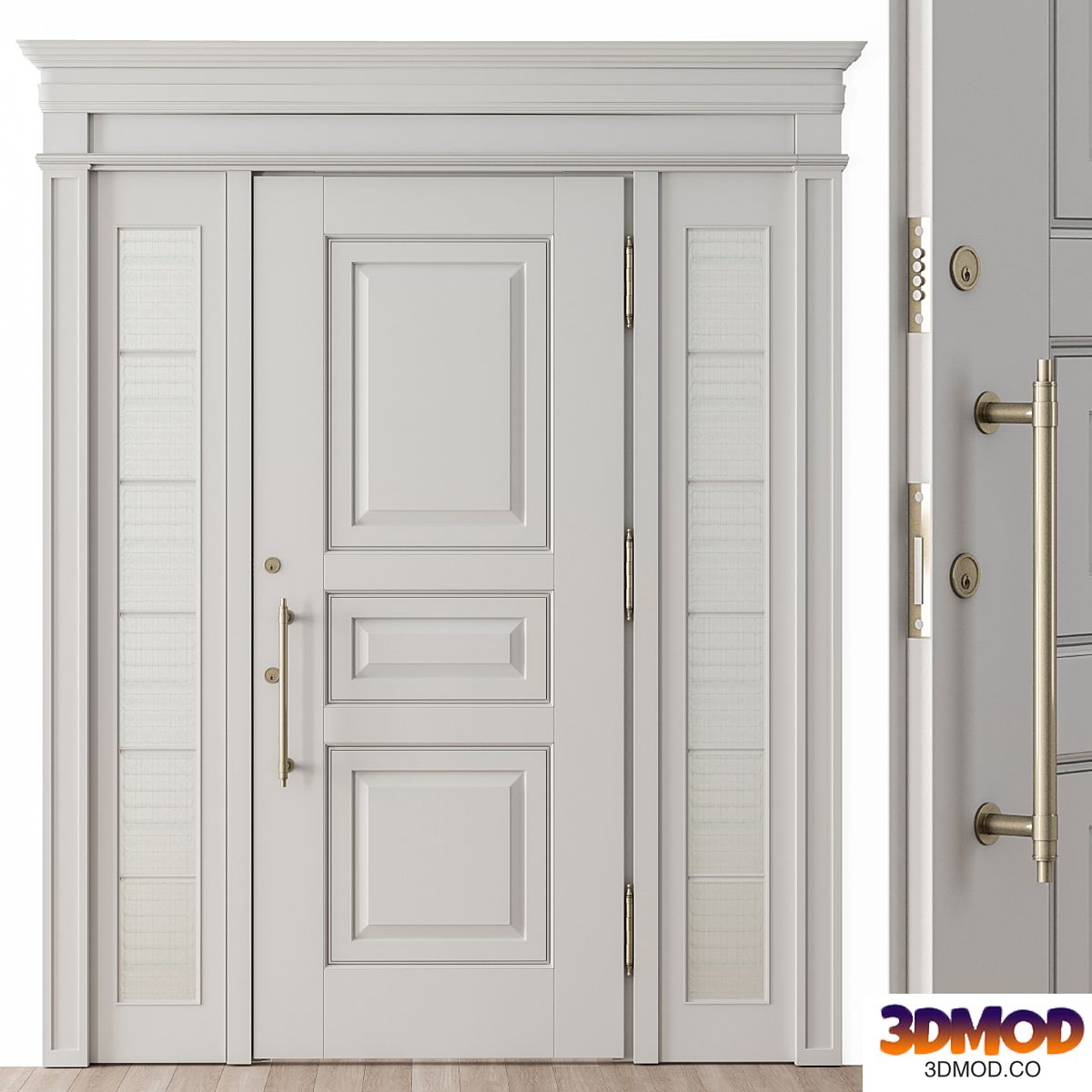 White and Glass Classic Front Door - Set 38