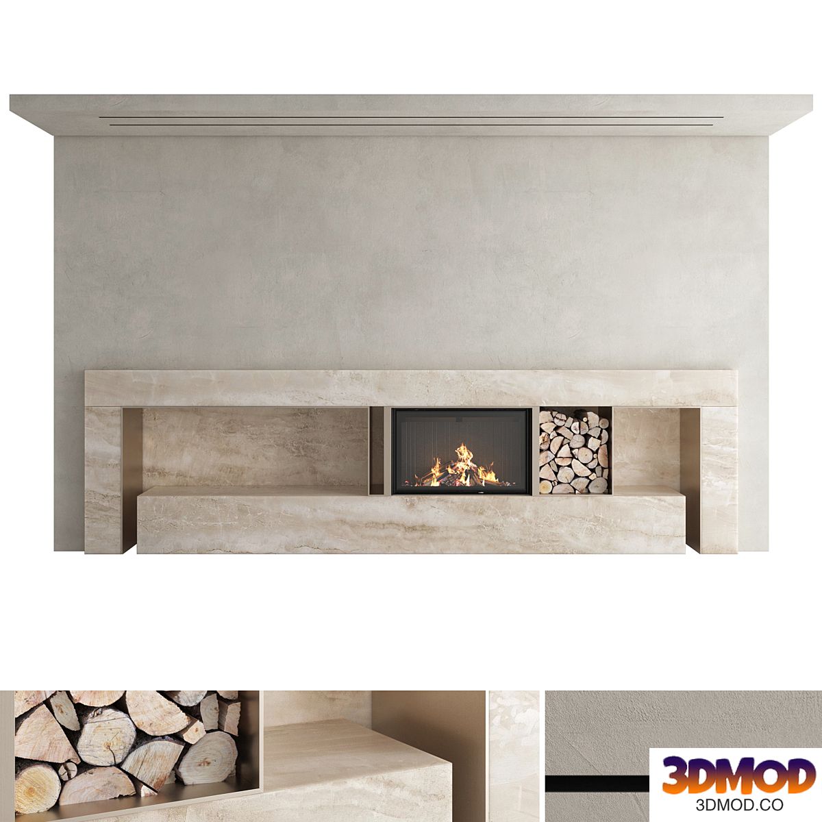 Decorative wall with fireplace set 30
