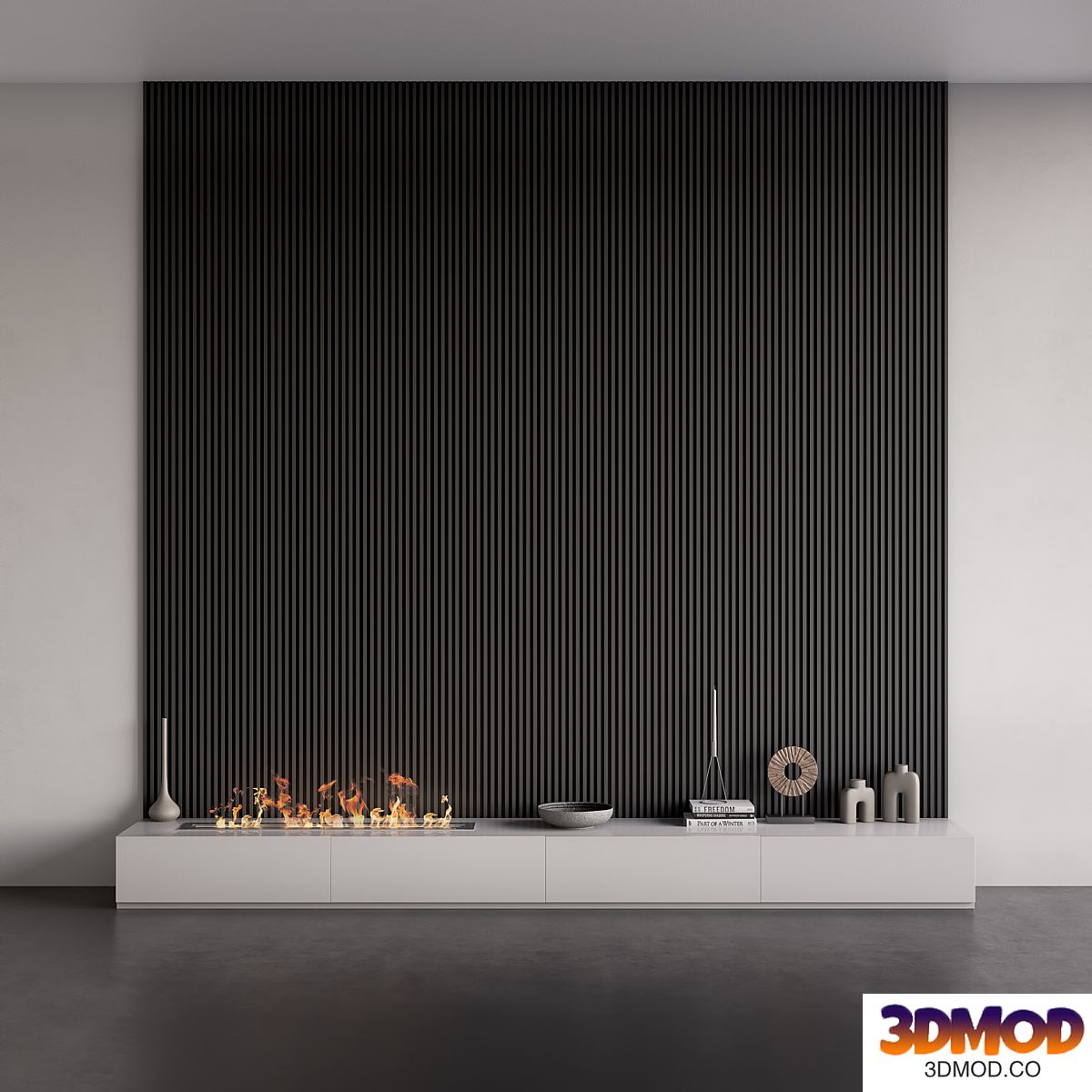 Decorated wall with biocamin