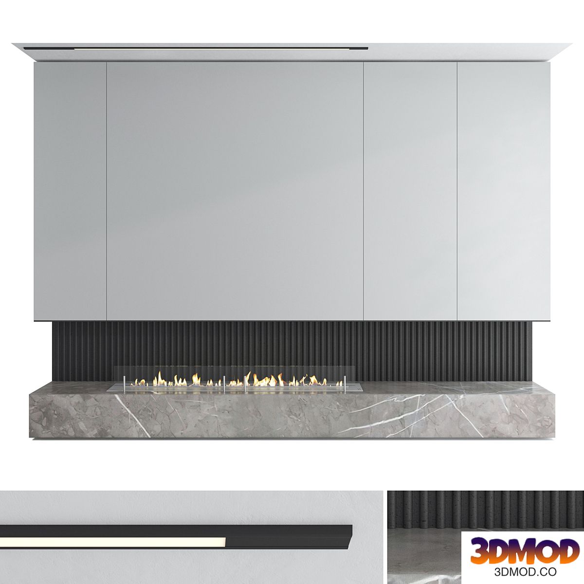 Decorative wall with fireplace set 33