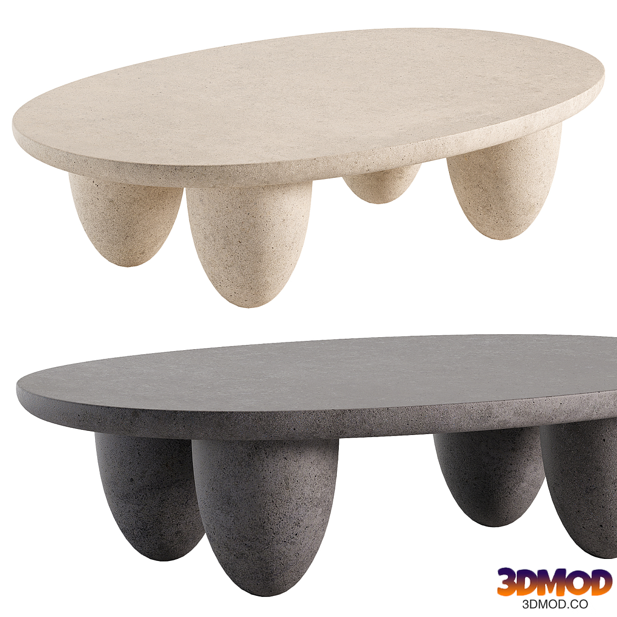 Contemporary Minimal Round Coffee Center Table in Travertine Stone Natural Pores