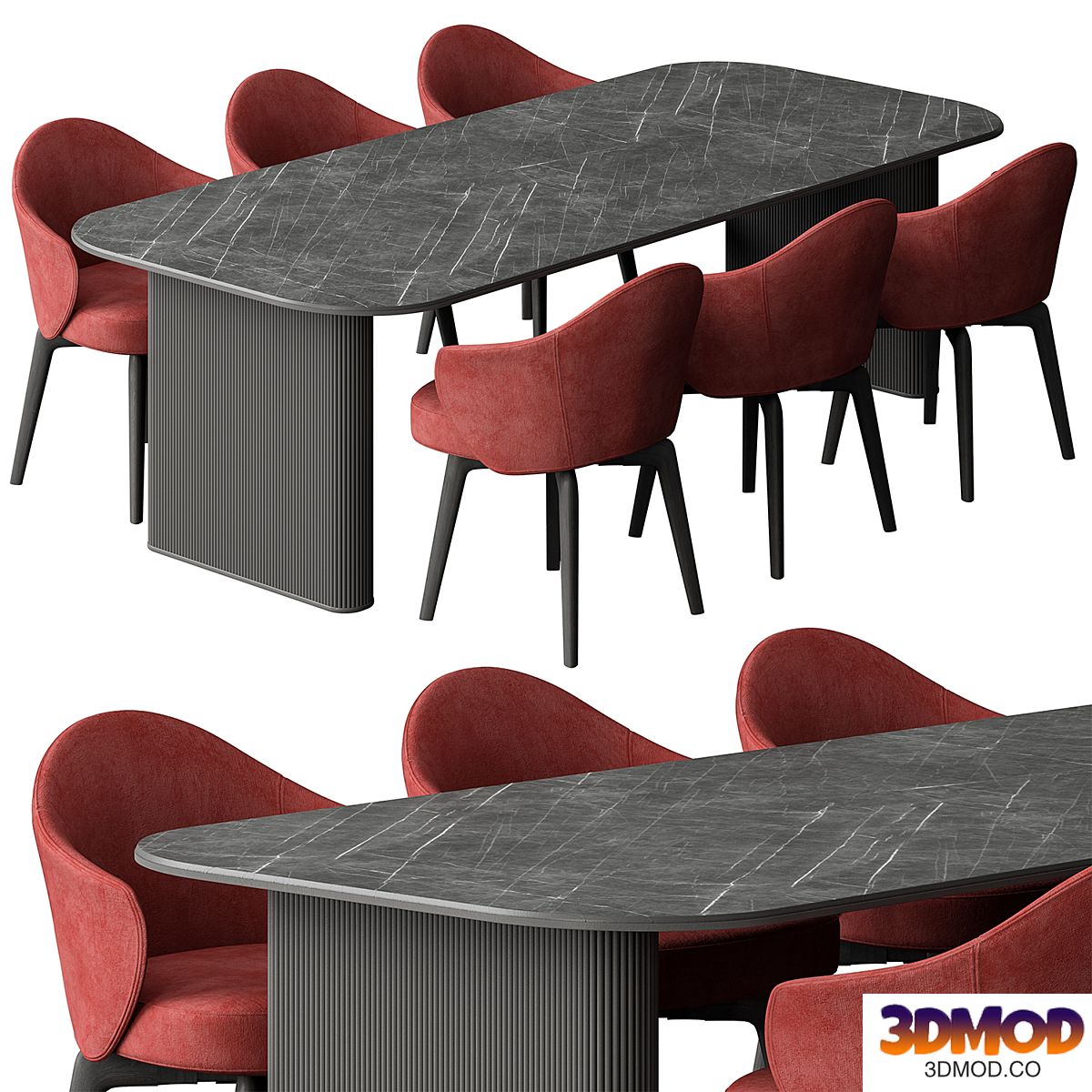 Dinning Table Black and Red - Set 33