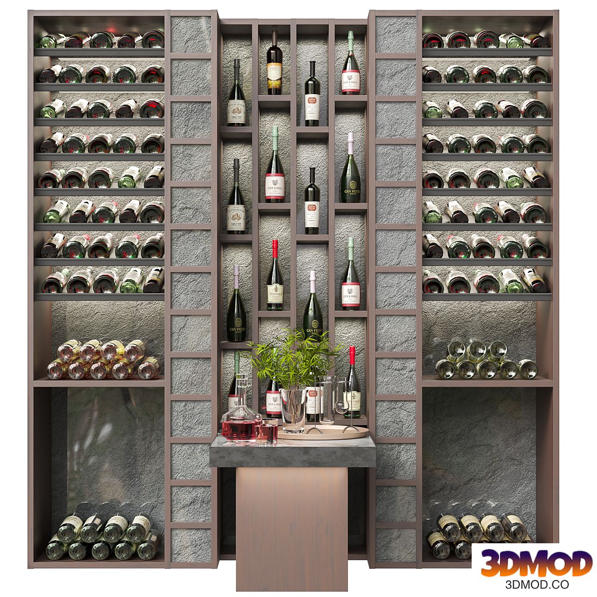 Large rack with collection wine