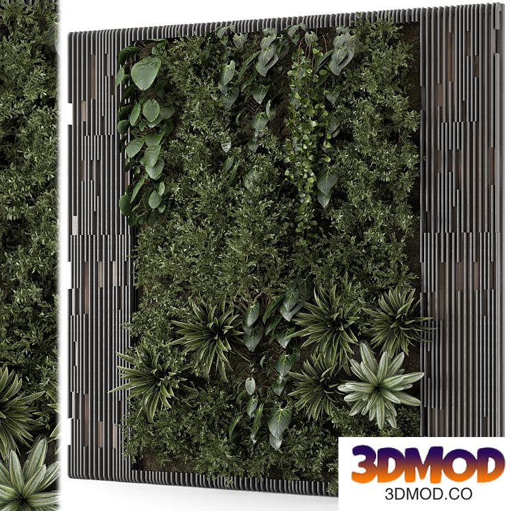 Indoor Wall Vertical Garden in Wooden Base - Set 1395