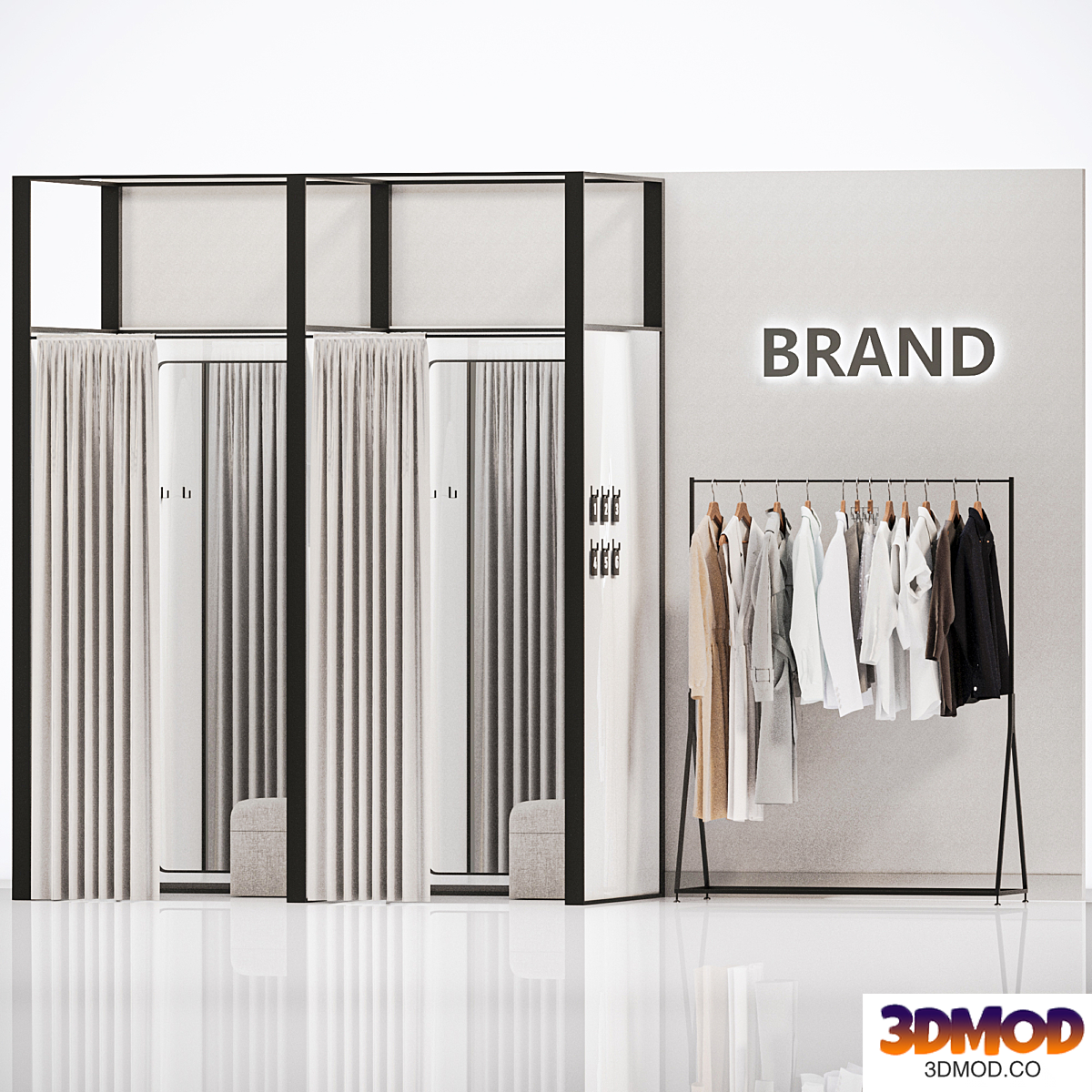 Fitting room for a clothing store
