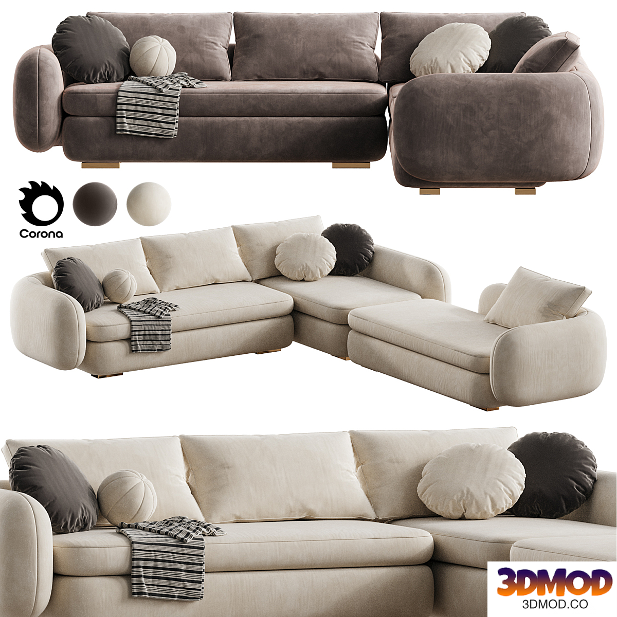 Modern Velvet Corner Sofa