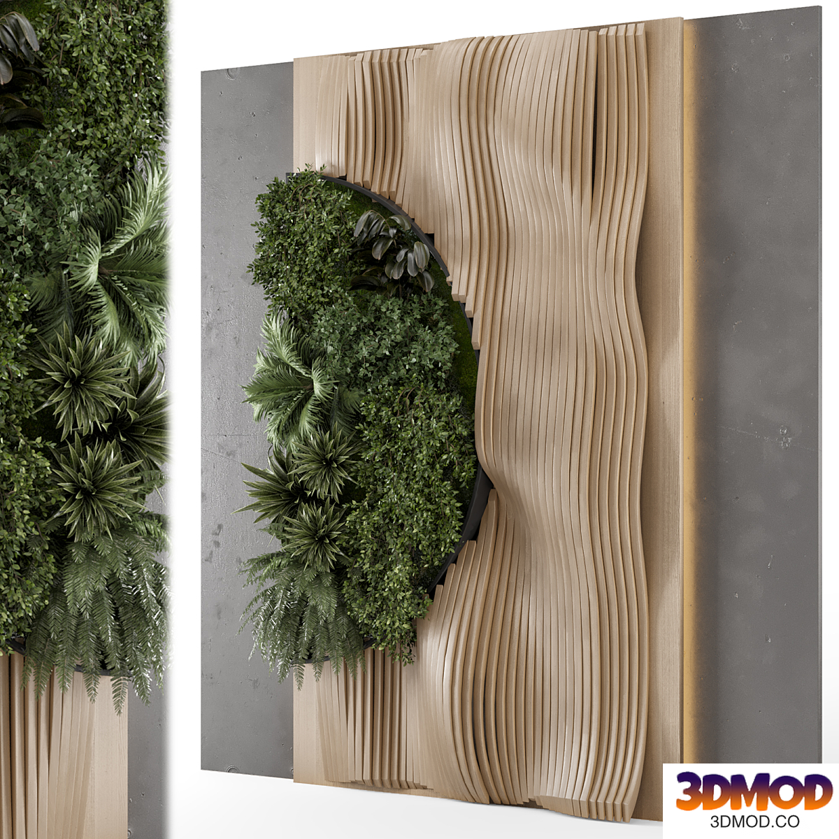 Indoor Wall Vertical Garden in Wooden Base - Set 1547