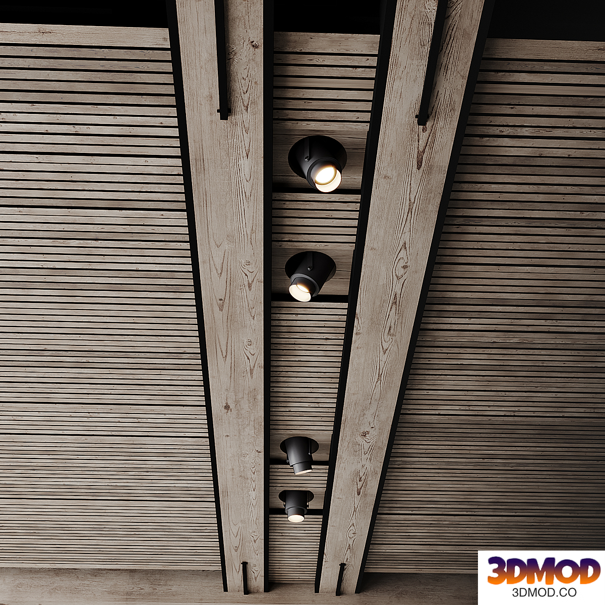 Wooden ceiling design with lighting