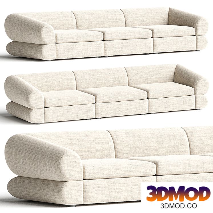 Chale 3-Piece Ivory White Sectional Sofa