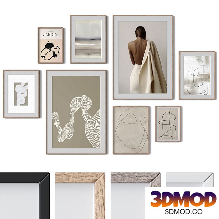 Set of 8 wall paintings 3007