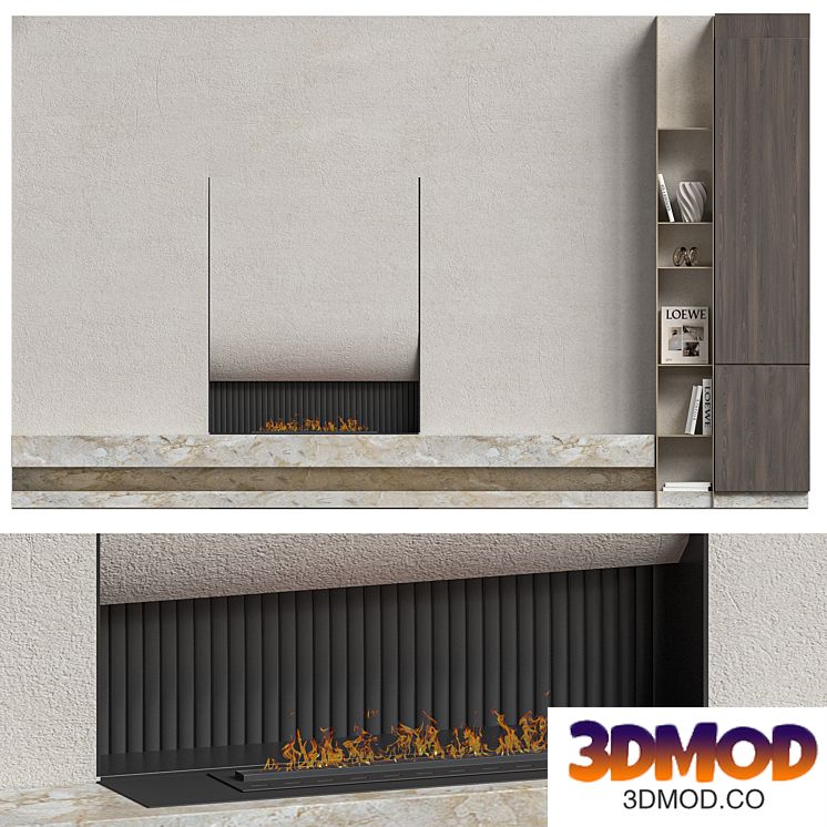 Wall with Fireplace
