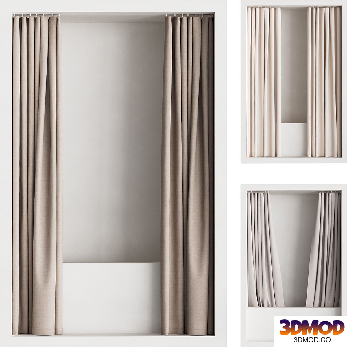 Double shower curtain with hidden ceiling cornice