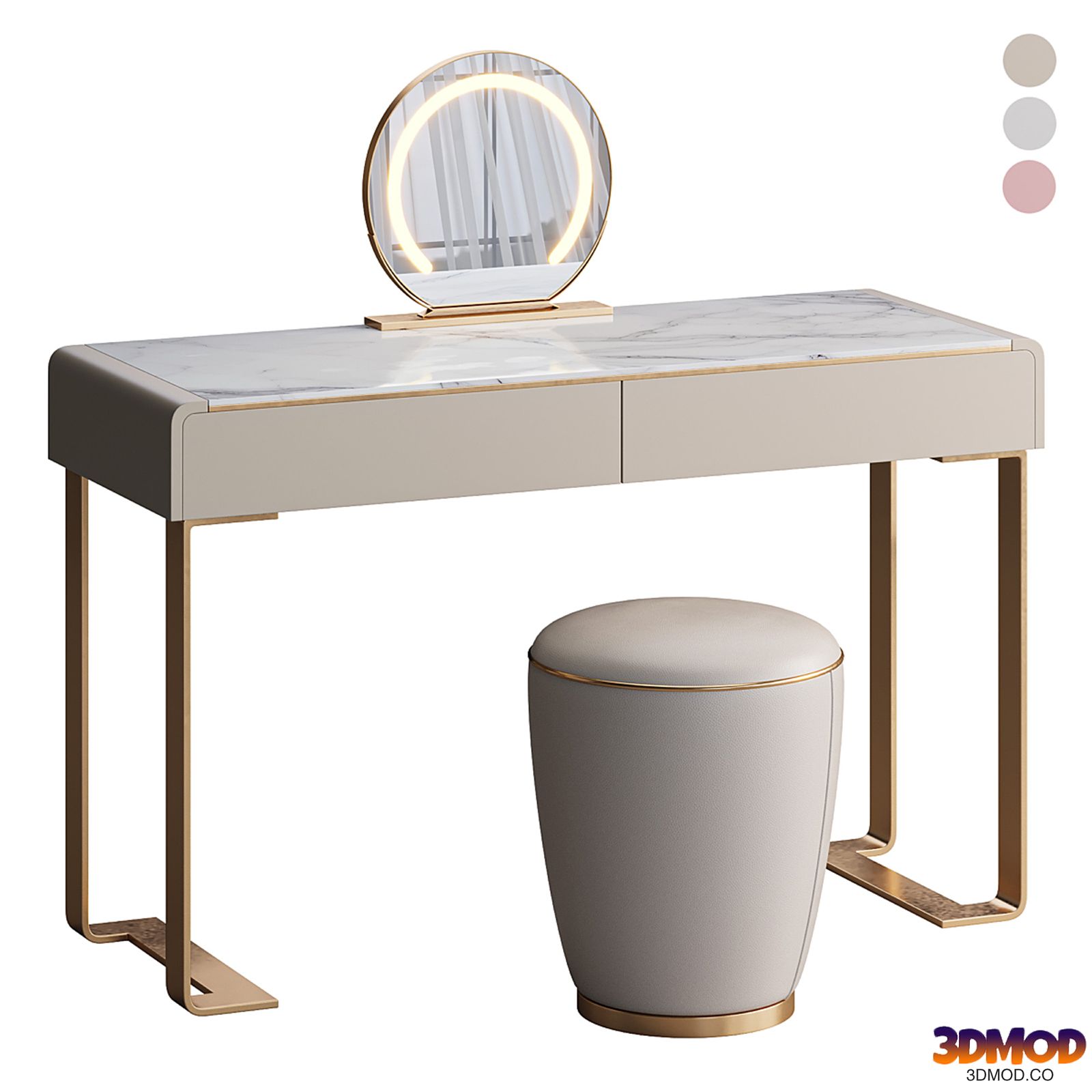 Beige and Gold solid wood Vanity set