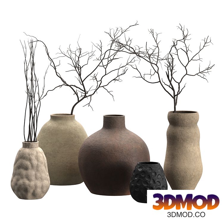 Artisan Rustic Vases with branches