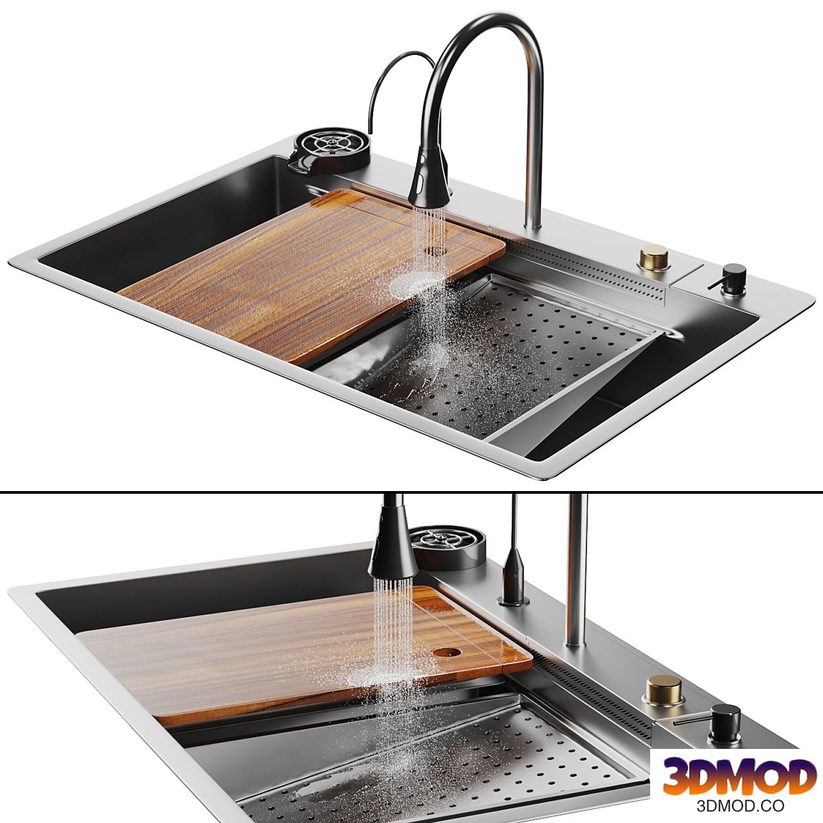 Waterfall Kitchen Sink Nano Stainless 003