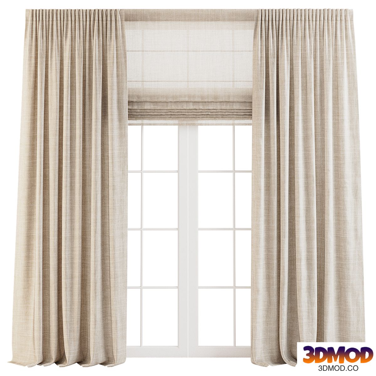 Linen Curtains with Roman Shades