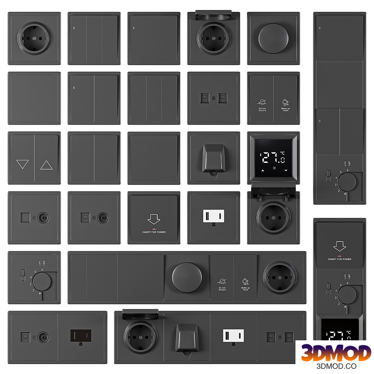 R98 black Sockets and Switches