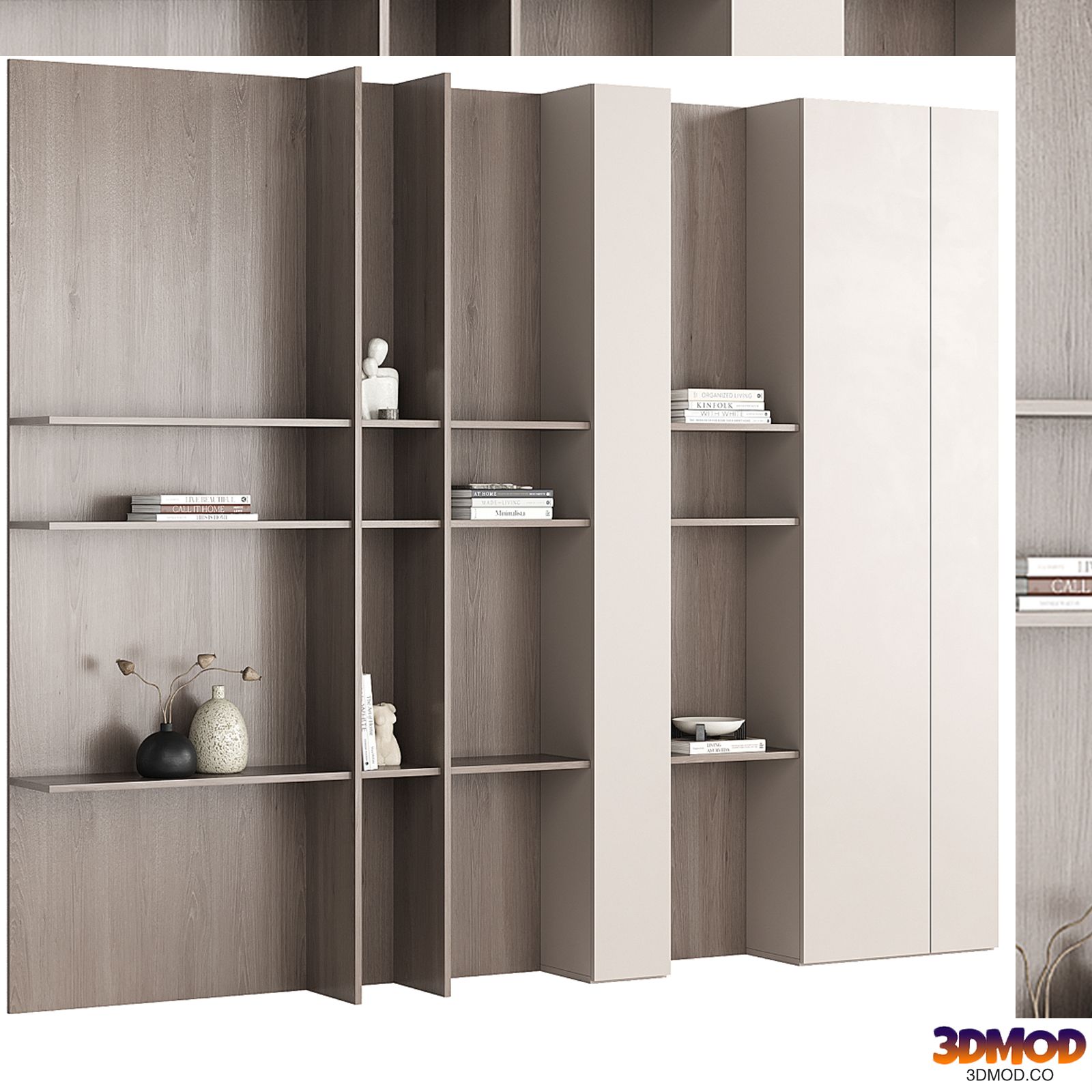 Built-in bookcase 004 KM