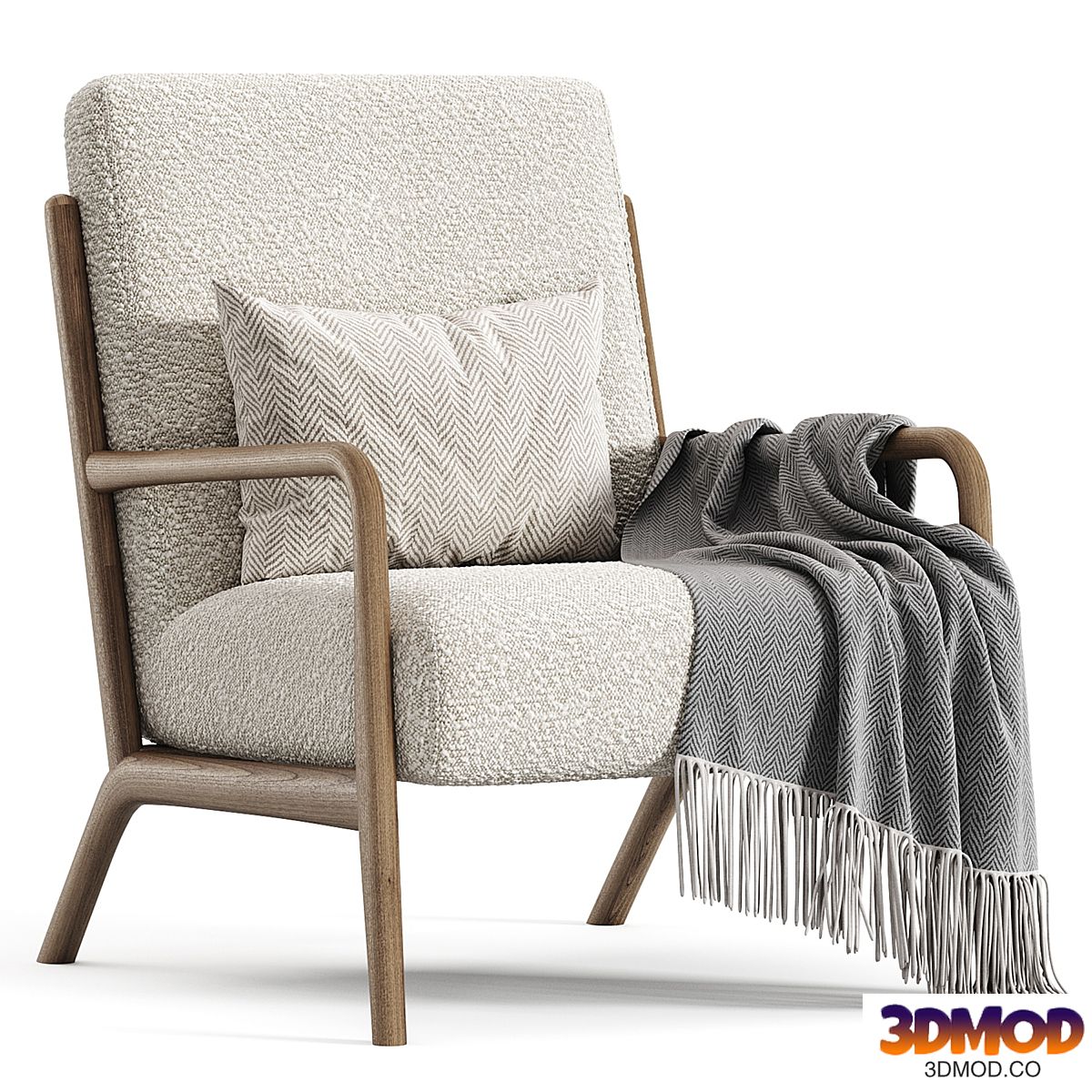 Ash Wood and Linen Armchair by Zarahome