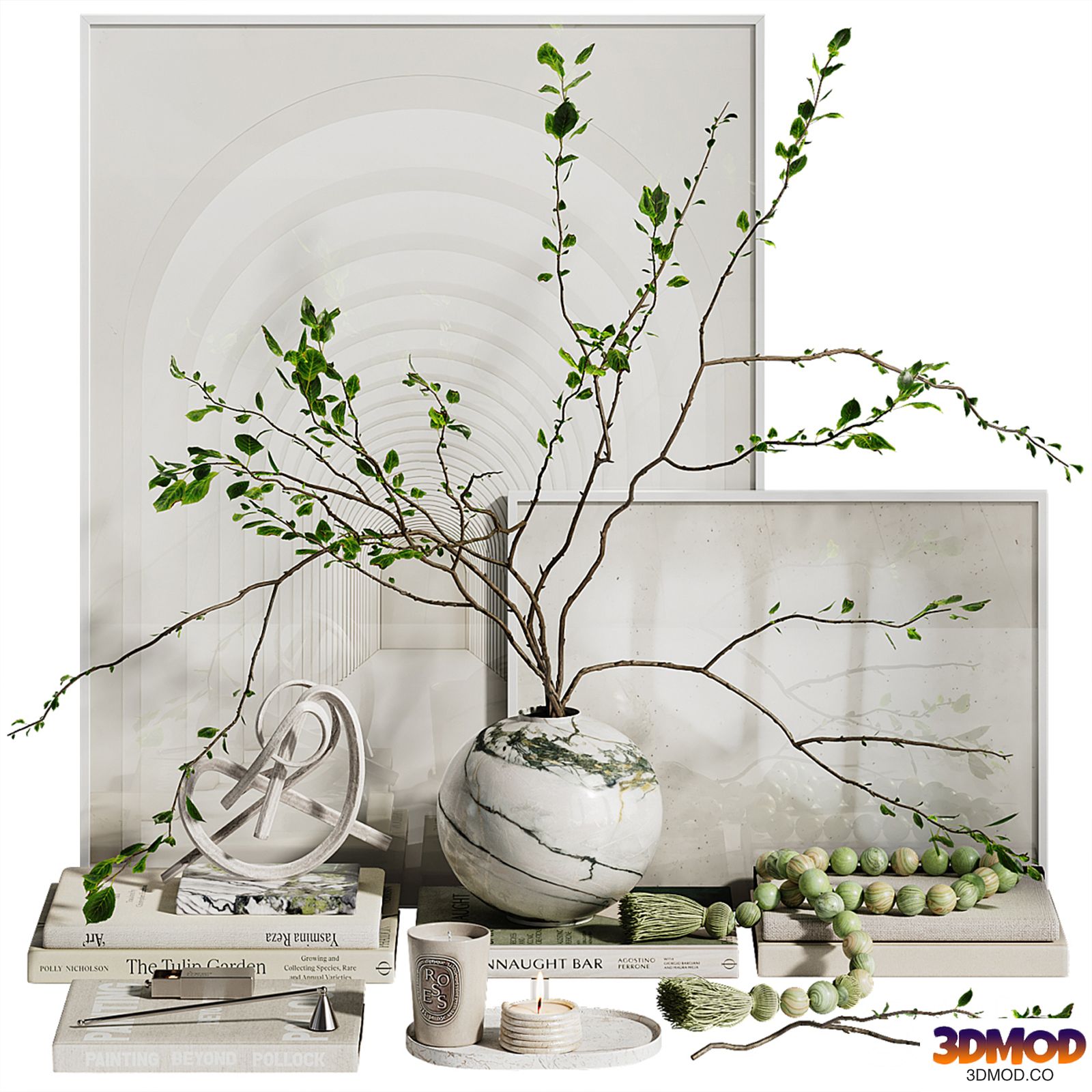 Decorative set with branches in a vase ch4