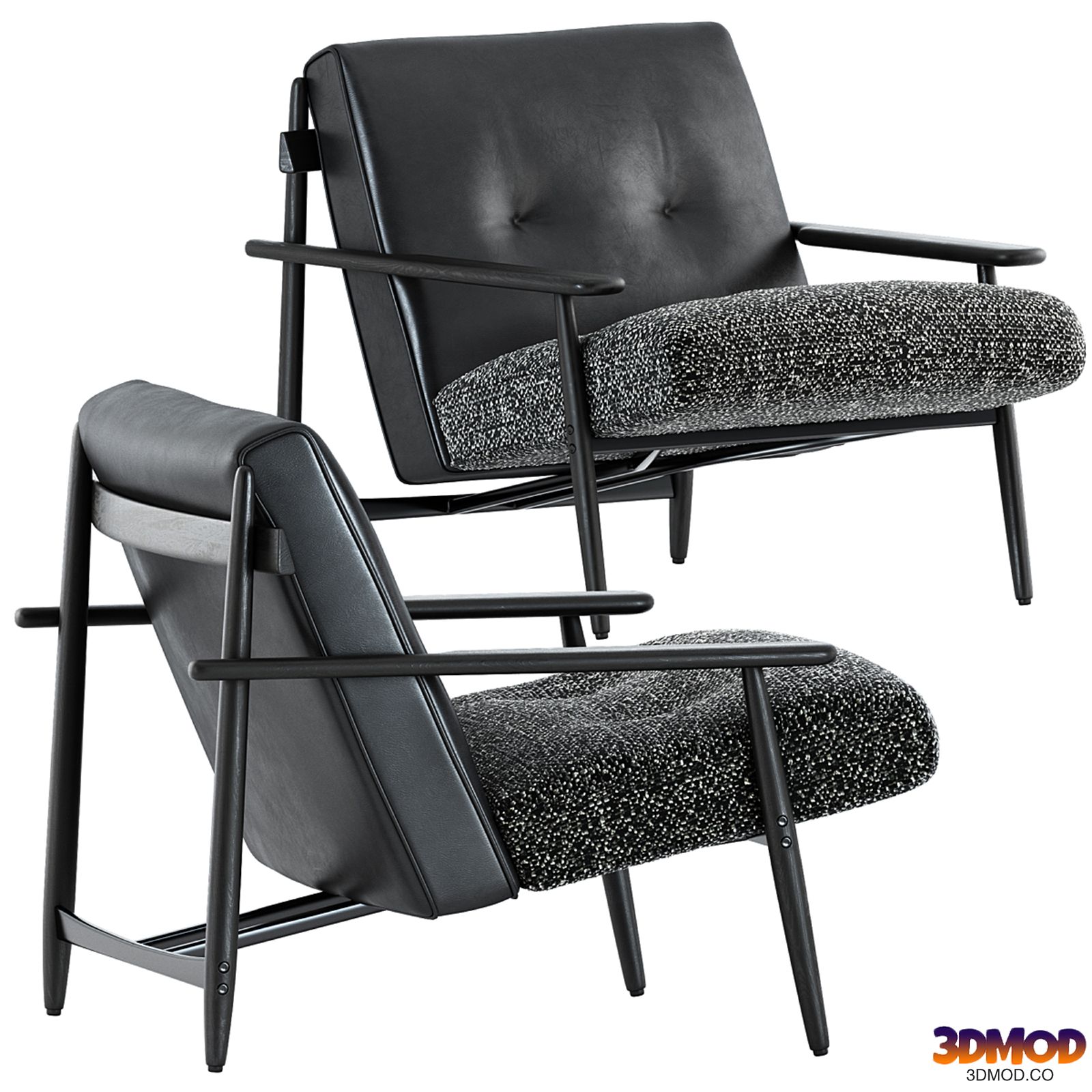 Trio armchair leather by Minotti
