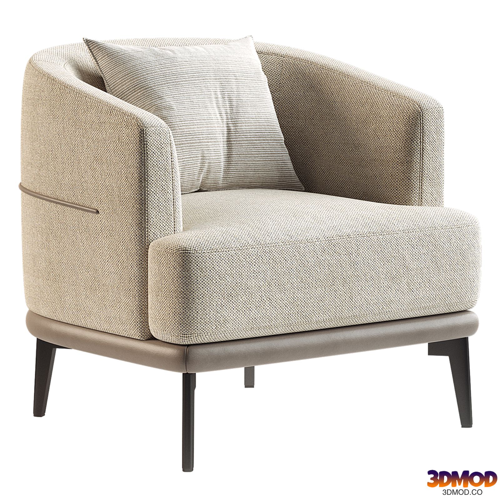 Modern Linen Upholstered Armchair Barrel Chair for Living Room Bedroom