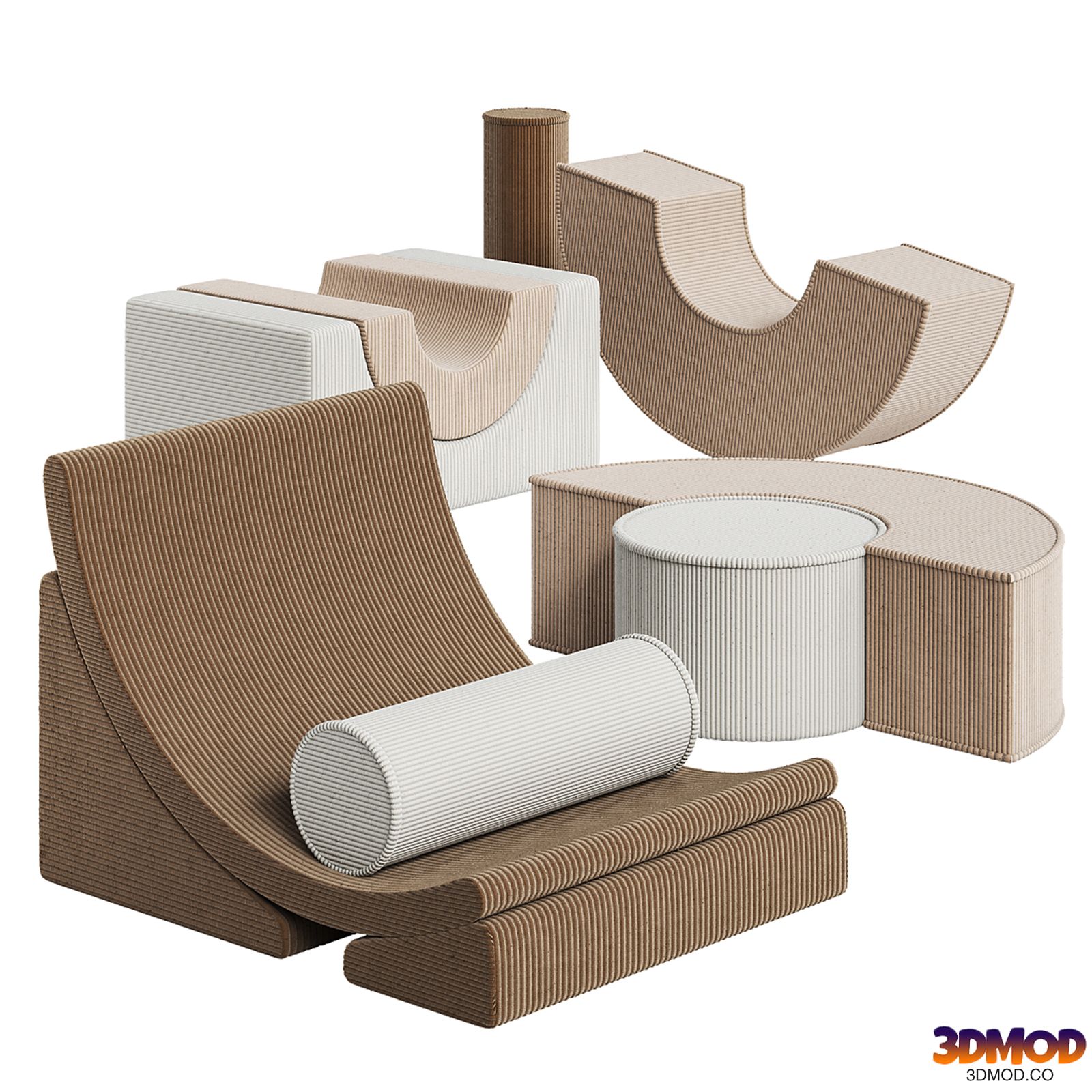 Set of Wigiwama 02 children's play poufs
