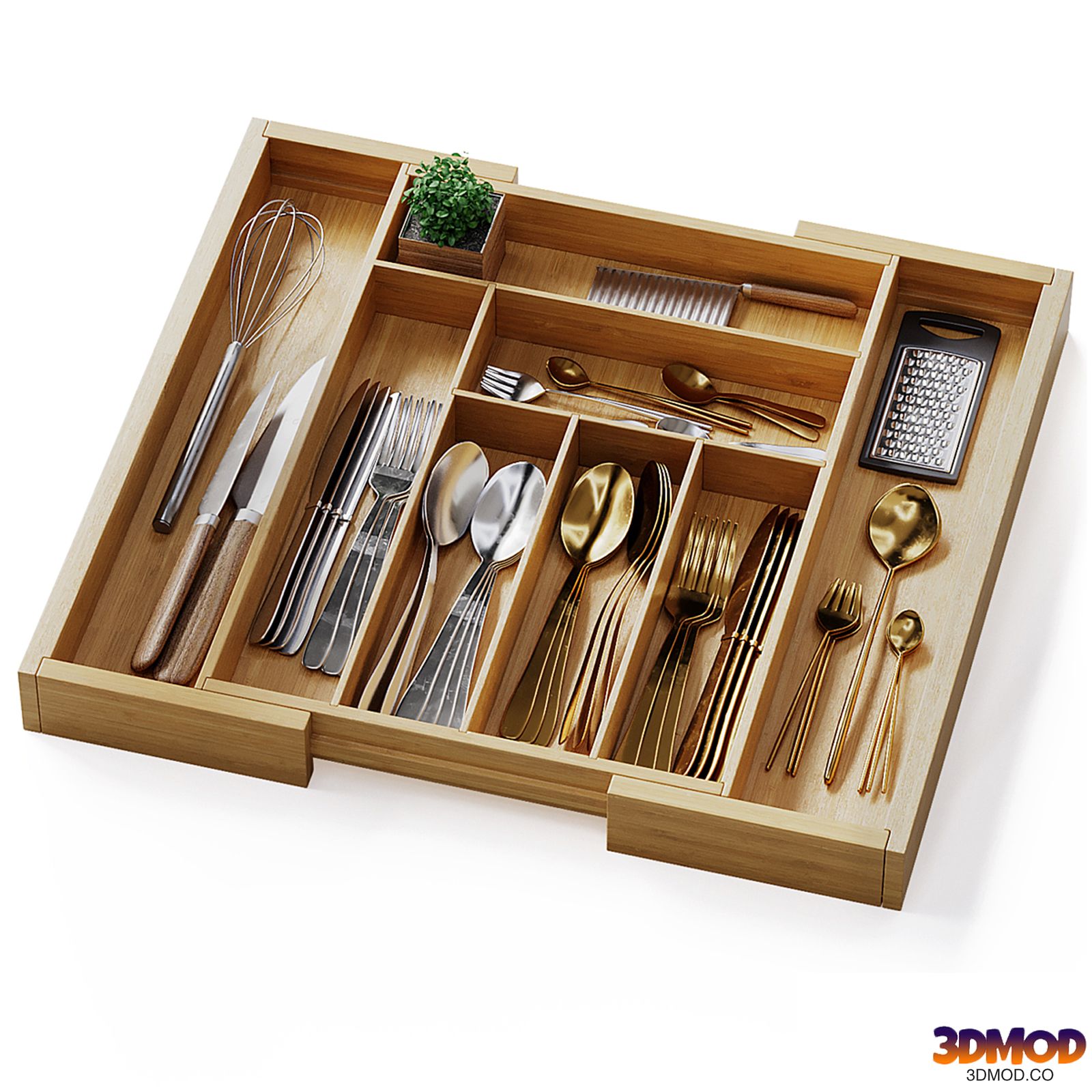 Pipishell Bamboo Expandable Drawer Organizer