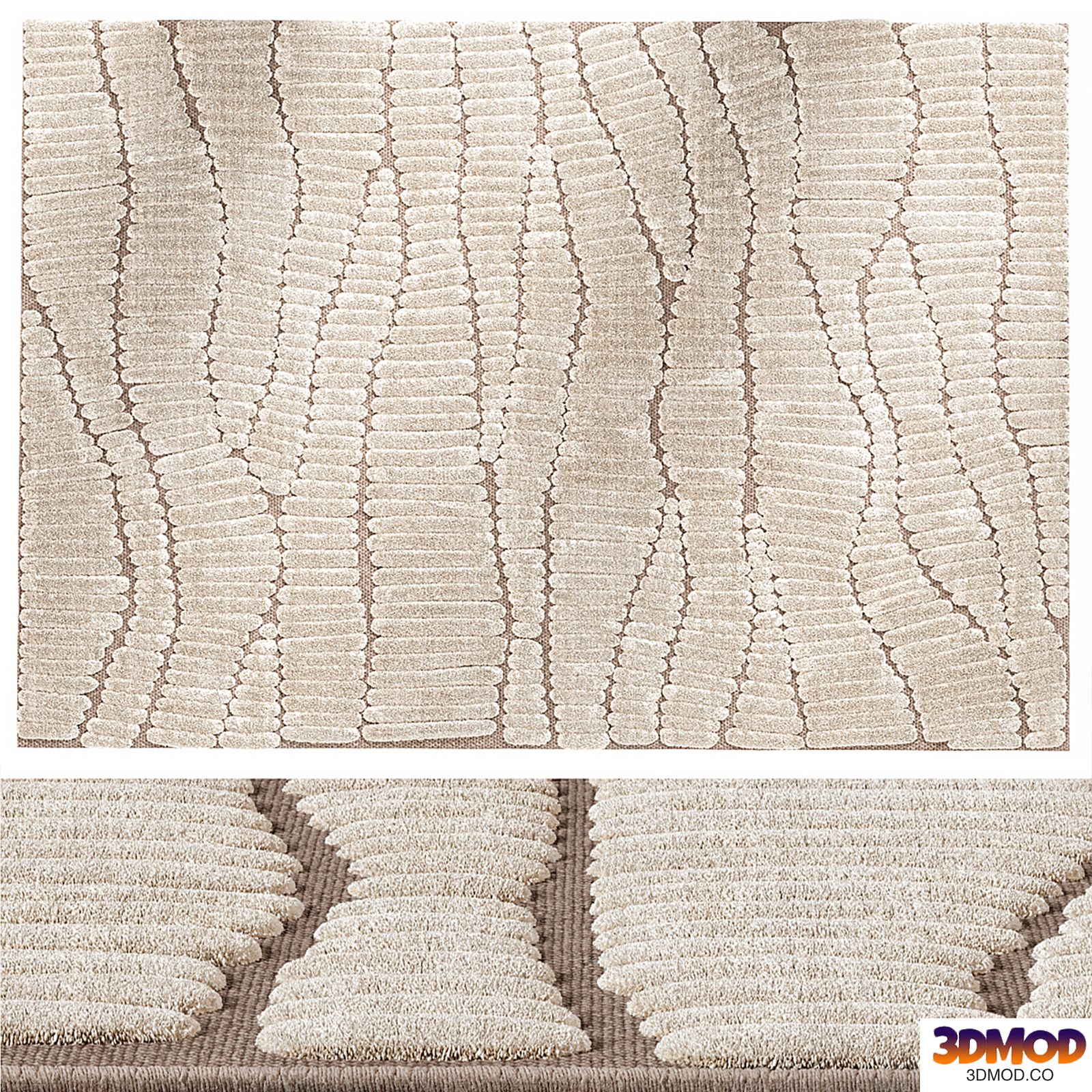 Fossil Cream Beige Modern Textured Rug