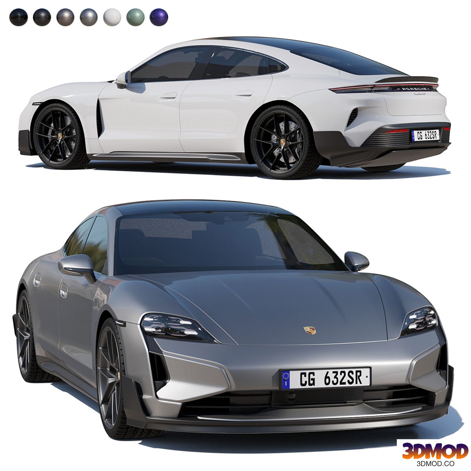 Porsche Taycan turbo GT 2025 mid-poly