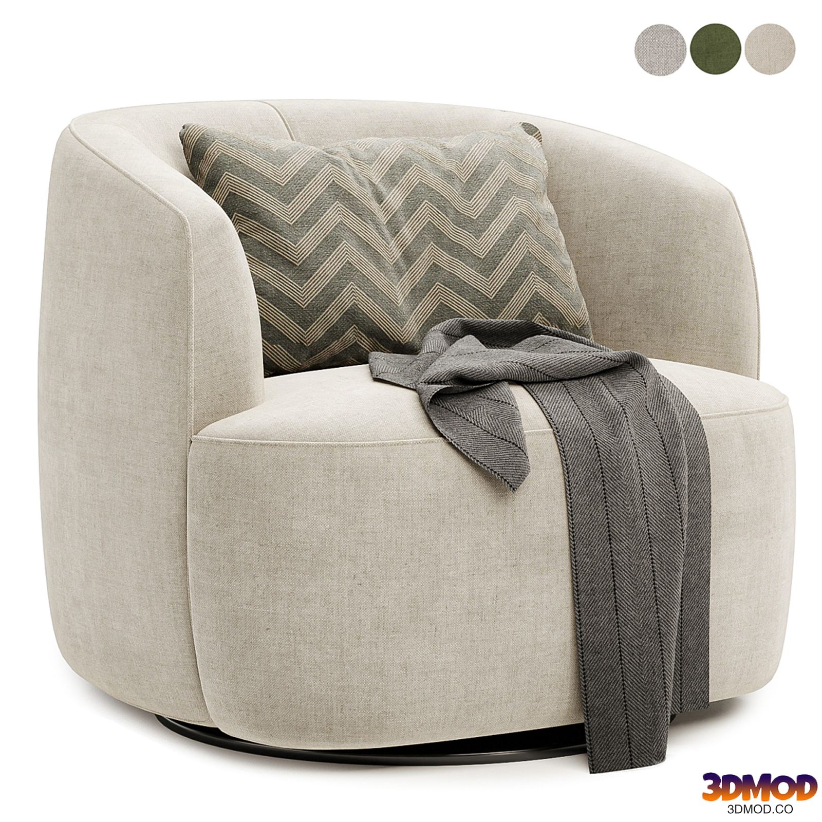 Armetta Boucle Upholstered Swivel Armchair