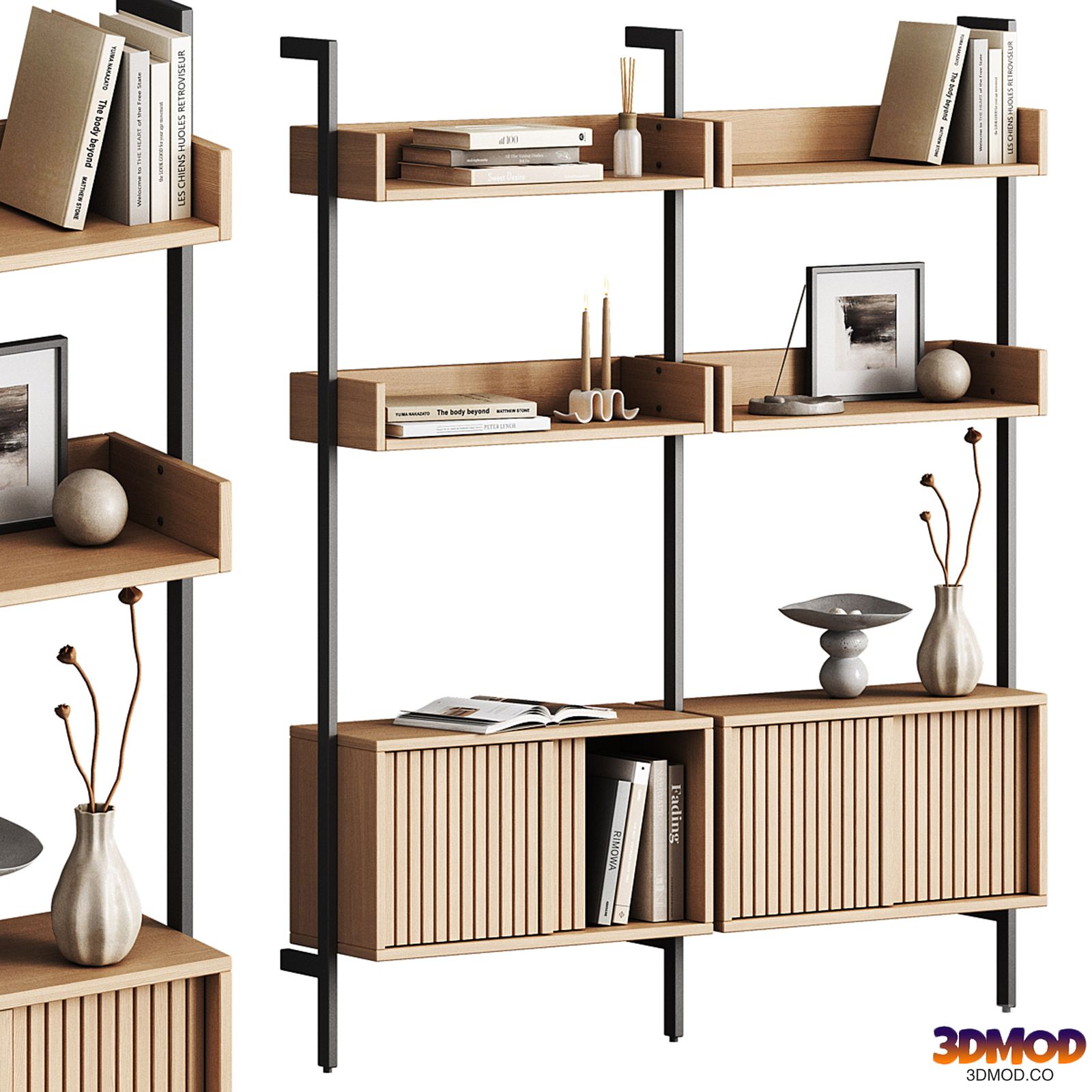 Dennett modular shelving unit with decor
