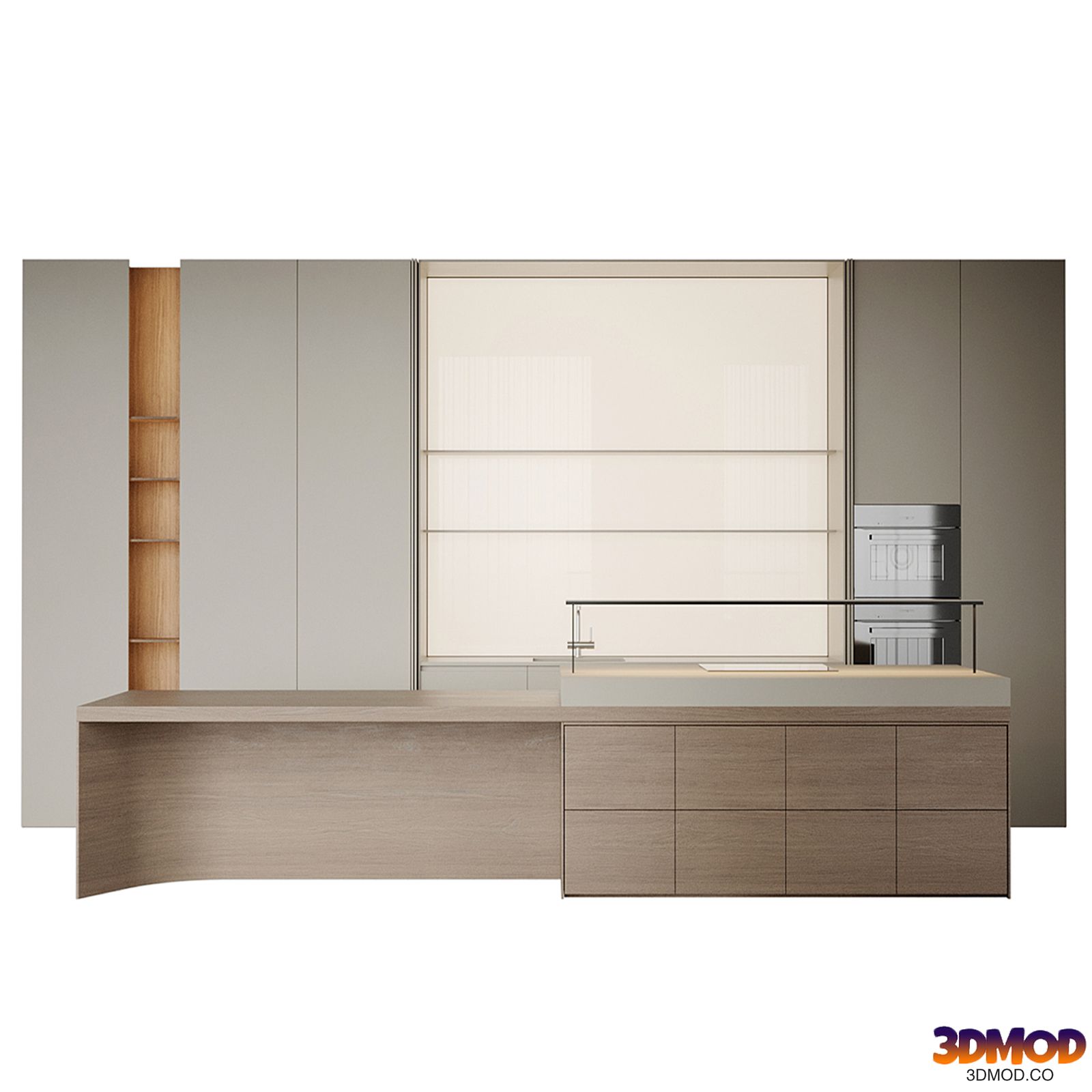 Kitchen with translucent light panel on the apron